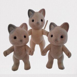 Vintage Sylvanian Families Calico Critters Whiskers Cat Family Mom Twins